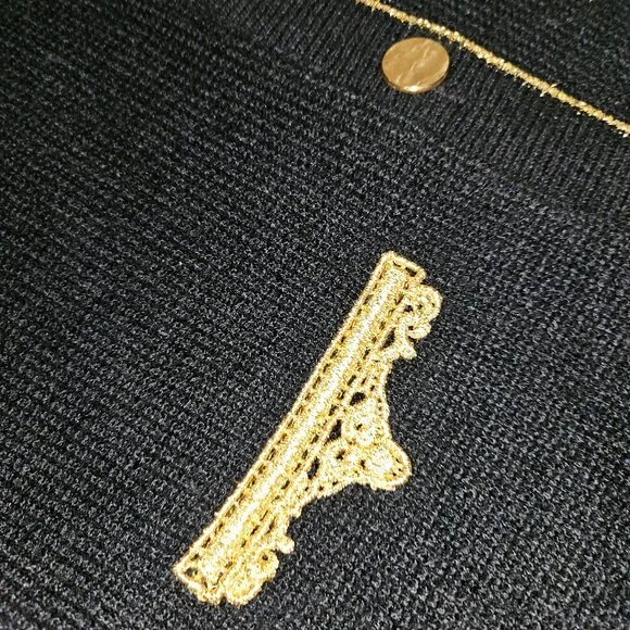 🔥HP🔥CHANEL-STYLE BLACK CARDIGAN w/ GOLD ACCENTS FEATURING SIX BUTTON CLOSURE - Picture 6 of 12